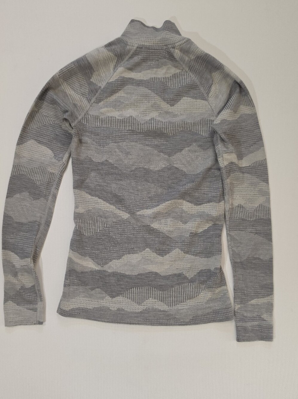 Smartwool Merino Wool 1/4 Zip Sweater Womens Small Grey Camo Thermal Mock Neck - Picture 5 of 7